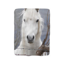 Load image into Gallery viewer, Luxurious White Horse Sherpa Fleece Blanket

