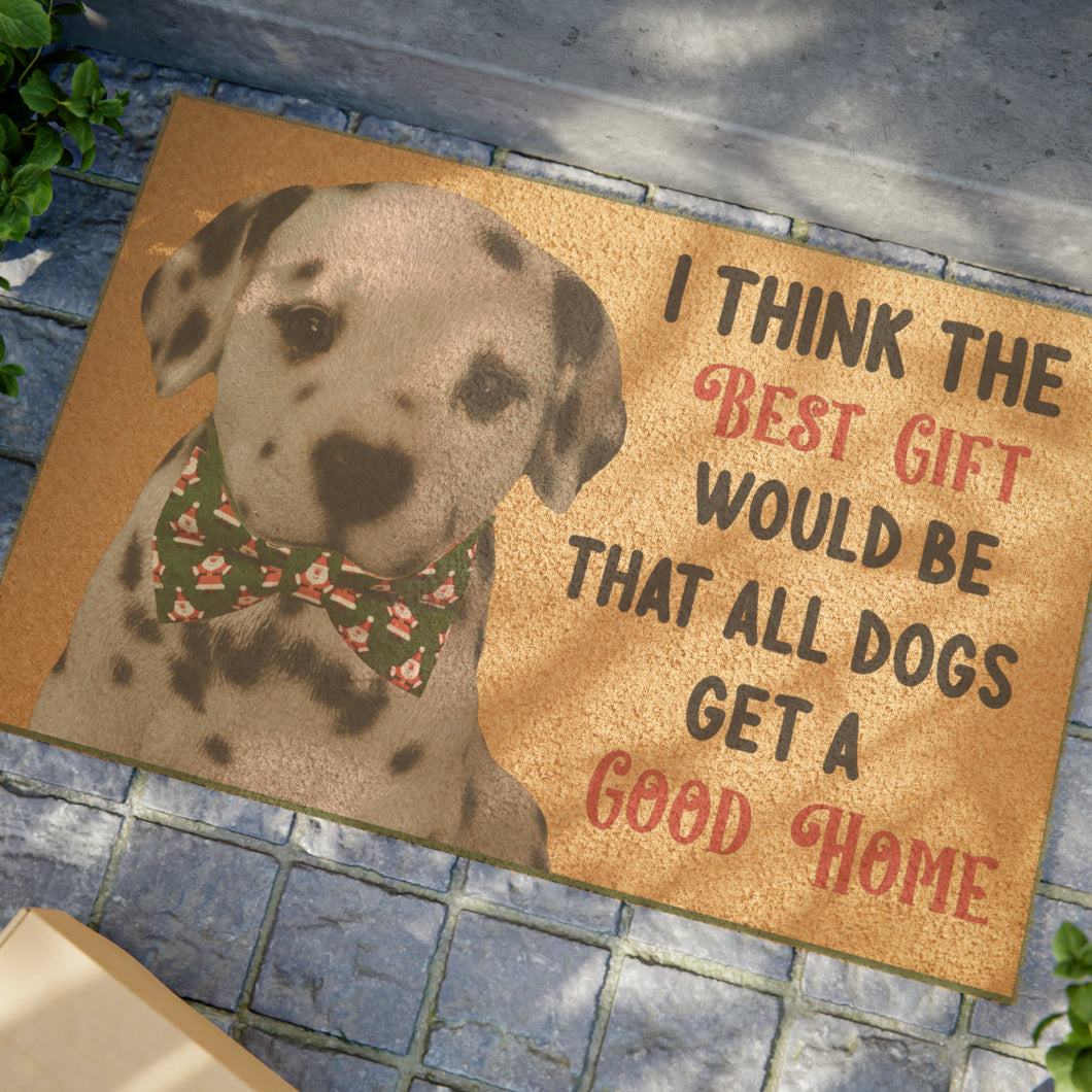 Coir Christmas Doormat with Puppy Christmas Wish