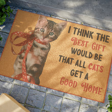 Load image into Gallery viewer, Coir Christmas Doormat with Kitten Christmas Wish

