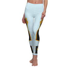 Load image into Gallery viewer, Paso Fino Horse Leggings - Baby Blue Gold Bow Design

