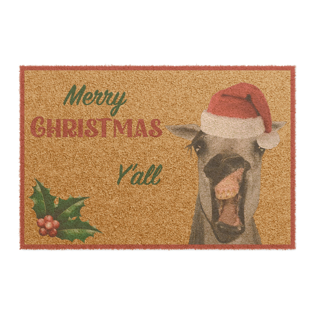 Merry Christmas Y'all Horse Doormat in coconut fiber