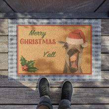 Load image into Gallery viewer, Merry Christmas Y&#39;all Horse Doormat in coconut fiber
