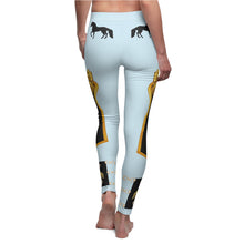 Load image into Gallery viewer, Paso Fino Horse Leggings - Baby Blue Gold Bow Design
