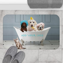 Load image into Gallery viewer, 3 Dogs in a Tub Bath Mat - ADD YOUR LOGO
