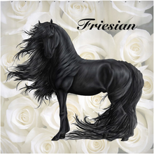 Load image into Gallery viewer, Friesian Horse Shower Curtain - Add a Touch of Elegance to Your Bathroom Decor with a Friesian Horse Shower Curtain
