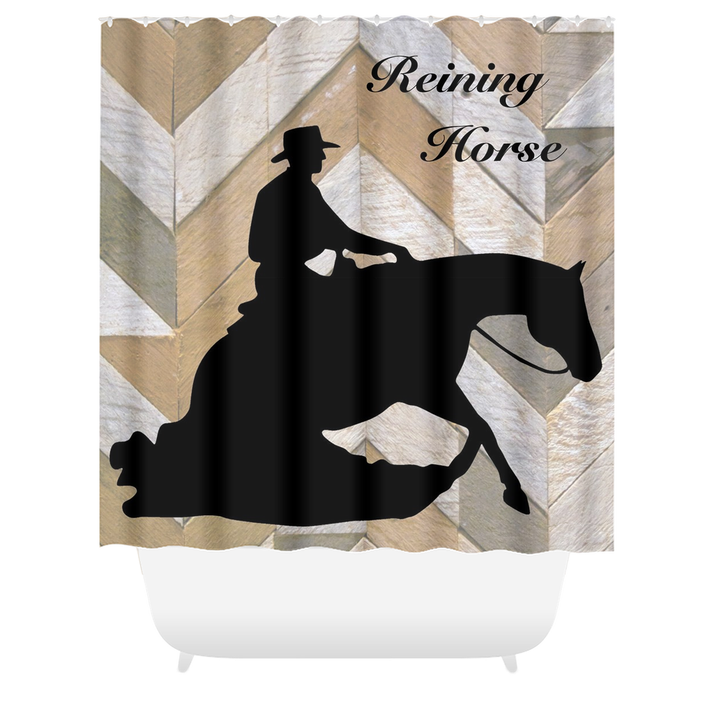 Reining Horse Shower Curtain - Saddle Up Your Shower: Ride into Style with our Reining Horse Shower Curtain