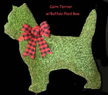 Load image into Gallery viewer, cairn terrier dog wreath with buffalo plaid bow
