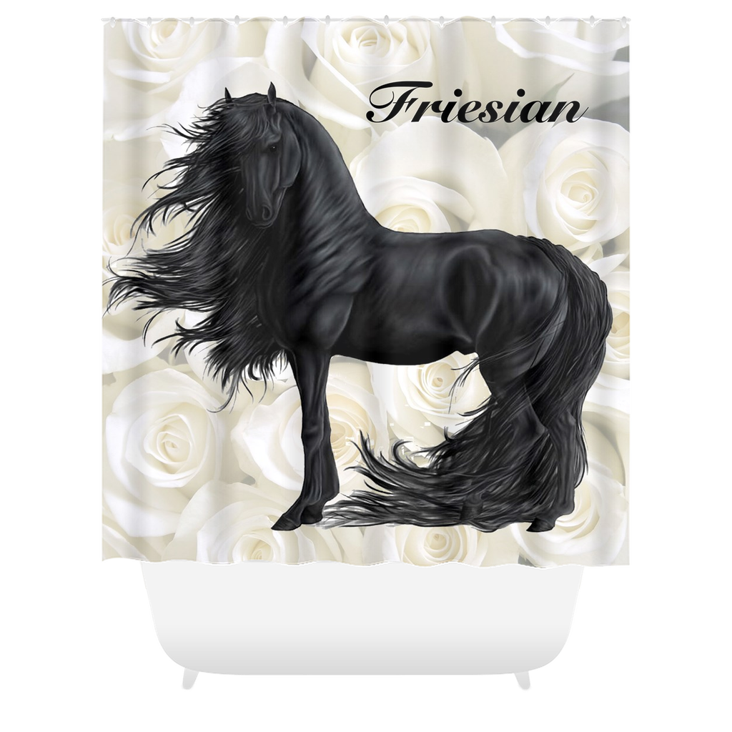 Friesian Horse Shower Curtain - Add a Touch of Elegance to Your Bathroom Decor with a Friesian Horse Shower Curtain