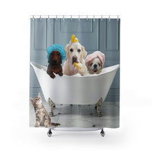 Load image into Gallery viewer, 3 Dogs in a Tub Shower Curtain - Standard
